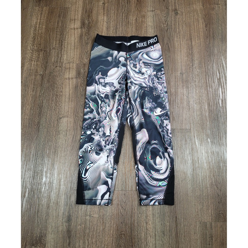 Nike Pro Dri Fit Capri Leggings Womens Small Liquid Marble Print Compression